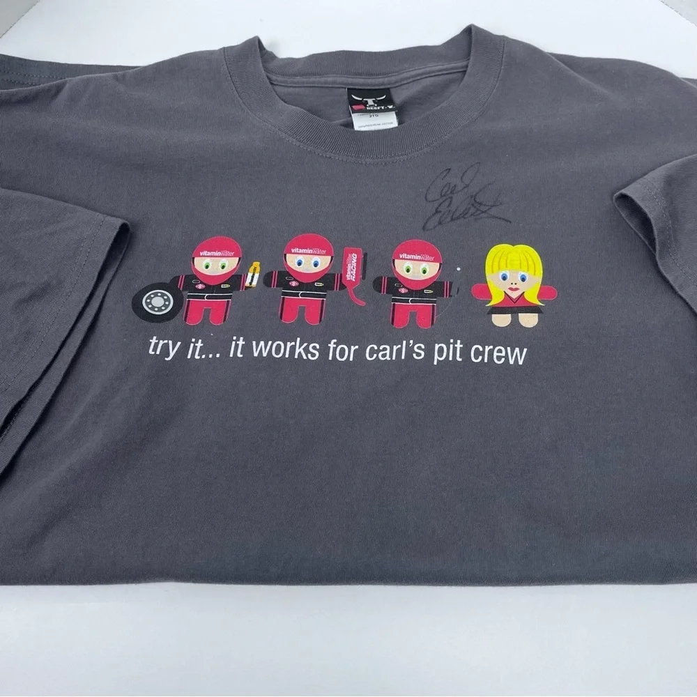 Carl Edwards Signed #99 Vitamin Water Racing Gray Pitcrew Shirt Size 2XL; NASCAR